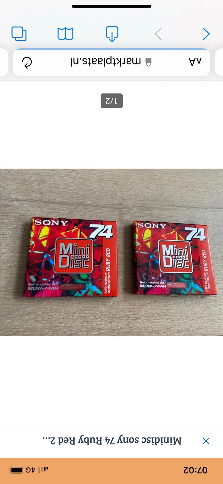 2x Sony Minidisc 74 Ruby Red - Nieuw in verpakking, Ophalen of Verzenden, Overige typen