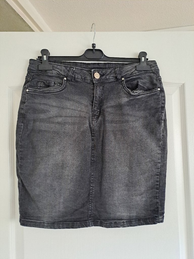 Spijkerrok Janina maat 40 L grijs zwart, Maat 38/40 (M), Zwart, Ophalen of Verzenden, Zo goed als nieuw