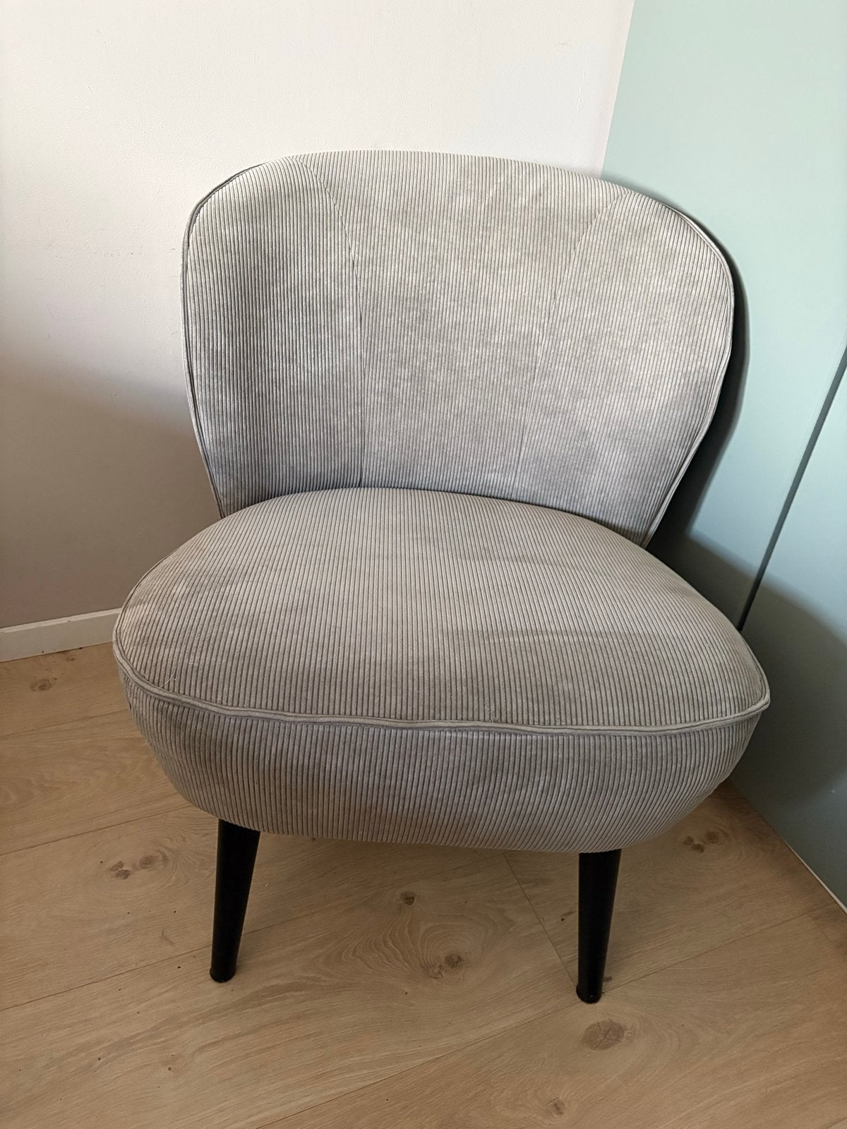 Lichtgrijze fauteuil, Ophalen, Gebruikt, 75 tot 100 cm, Stof
