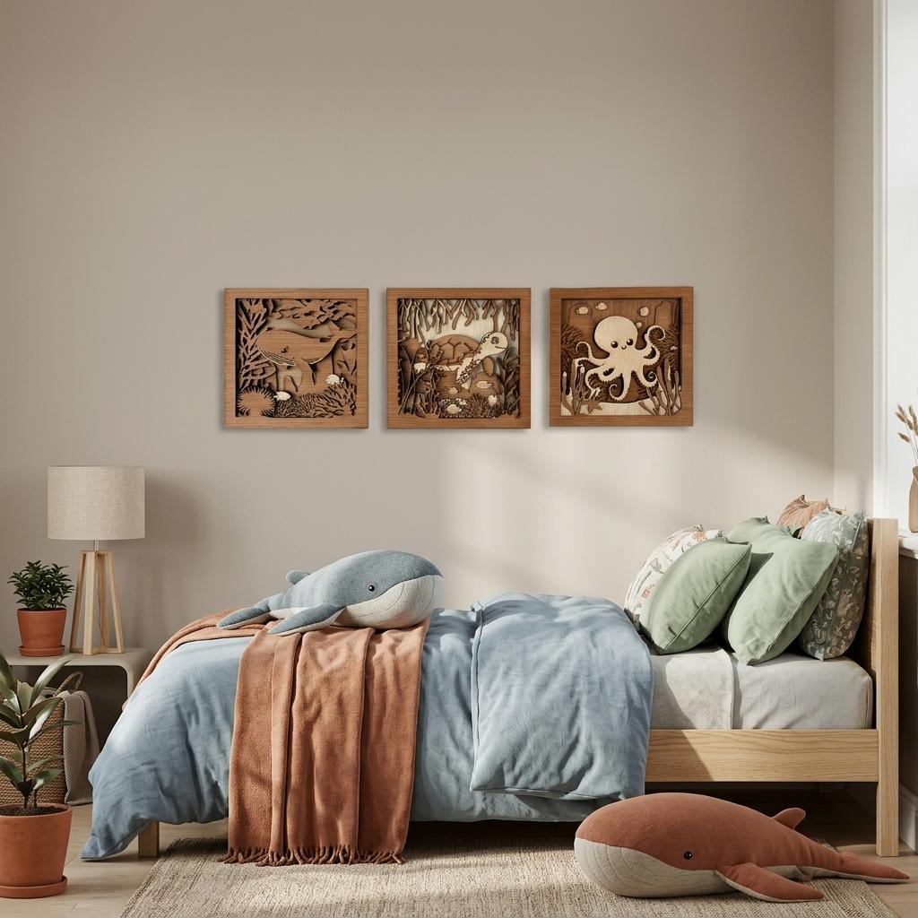 Houten oceaan wandpanelen (3-delig), Studio Silvan, Verzenden, Overige typen, Box D5810  3704GS Zeist Nederland