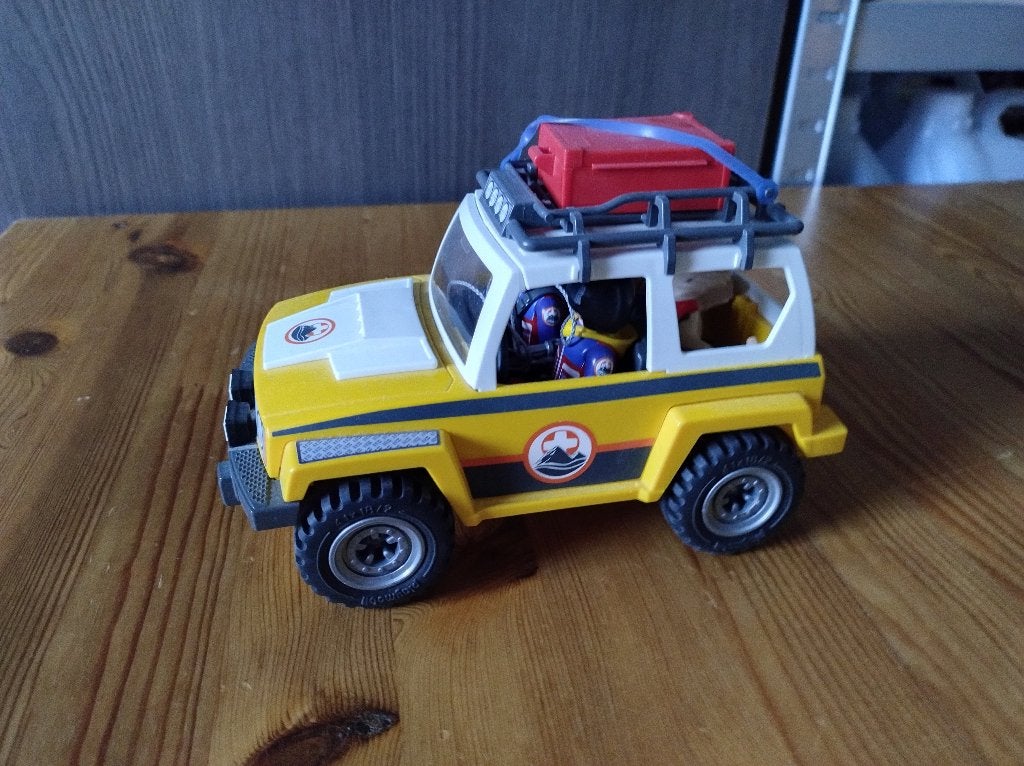 Playmobil 9128 Reddingswerkers met terreinwagen, Gebruikt, Complete set, Voertuig, Ophalen of Verzenden