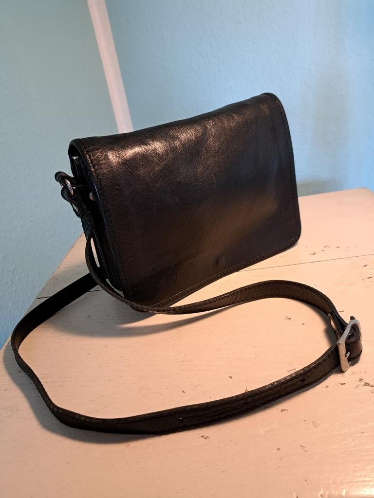 Vera Pelle (Italy) zwarte lederen tas., Ophalen, Zo goed als nieuw, Zwart, Overige merken