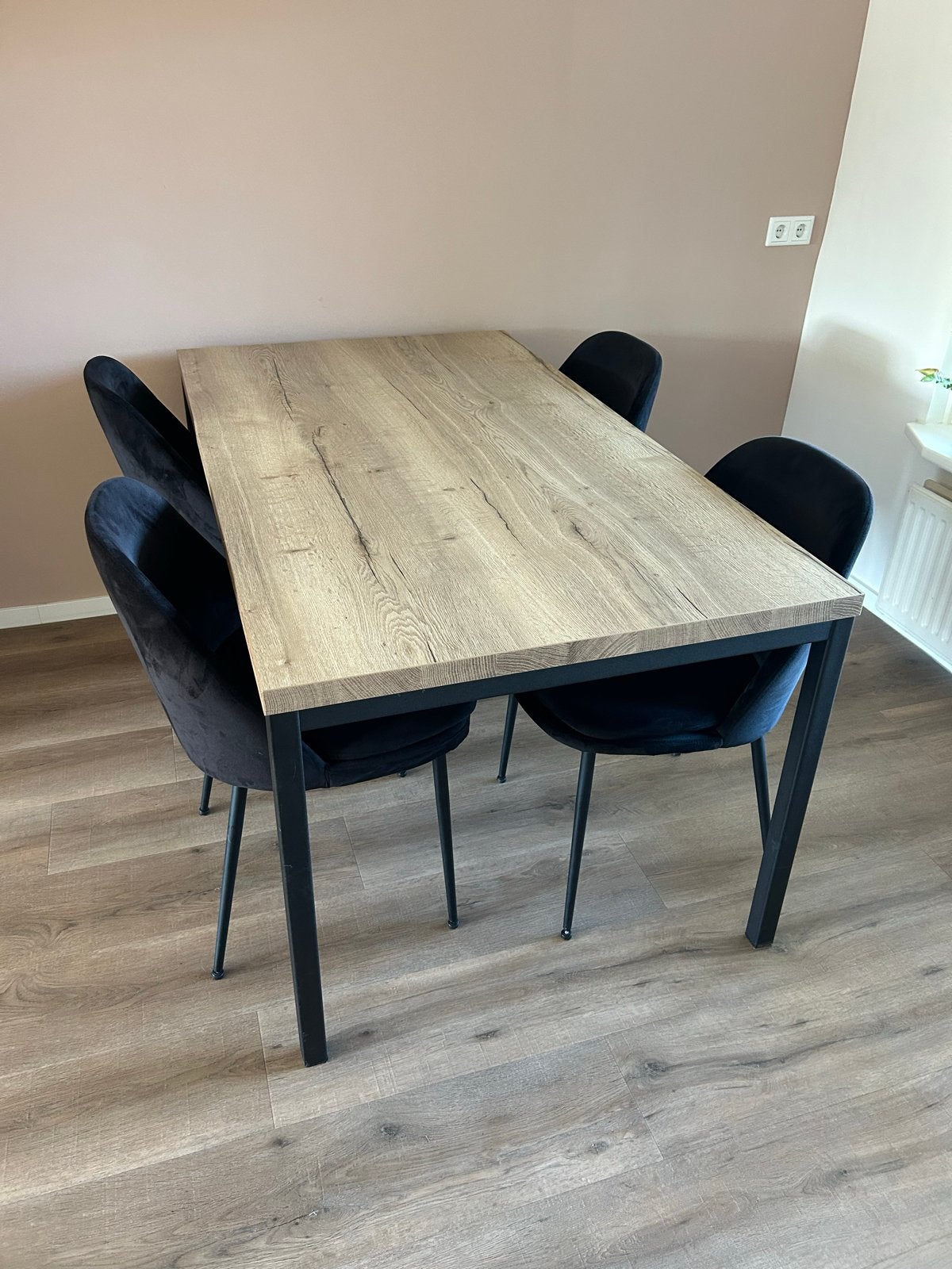 Salontafel en eettafel set - Hout en Metaal, Ophalen, 50 tot 100 cm, Zo goed als nieuw, 150 tot 200 cm