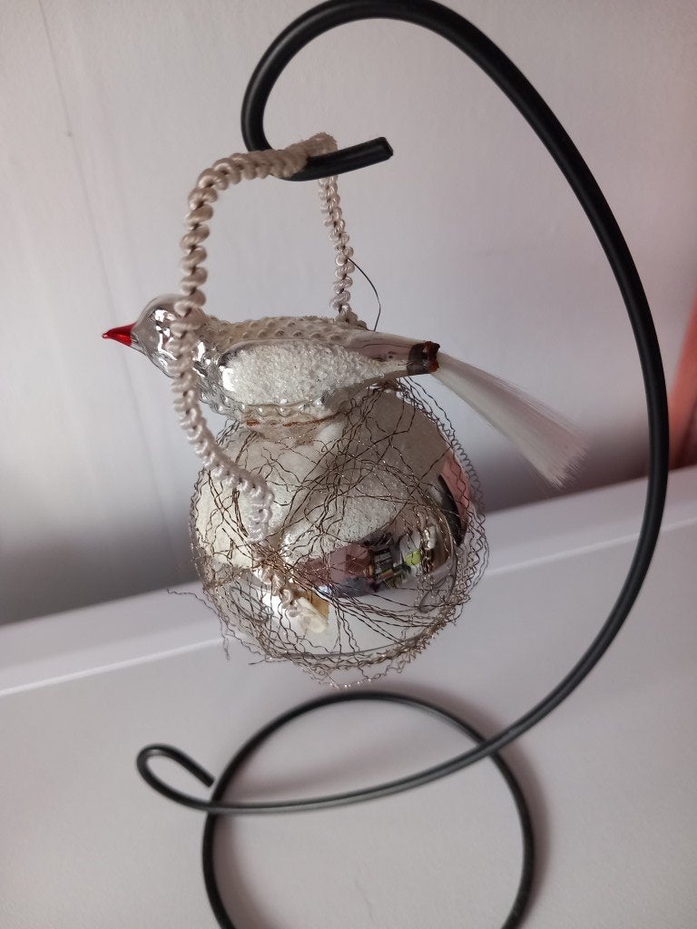Vintage kerstbal vogelnest, Ophalen, Gebruikt