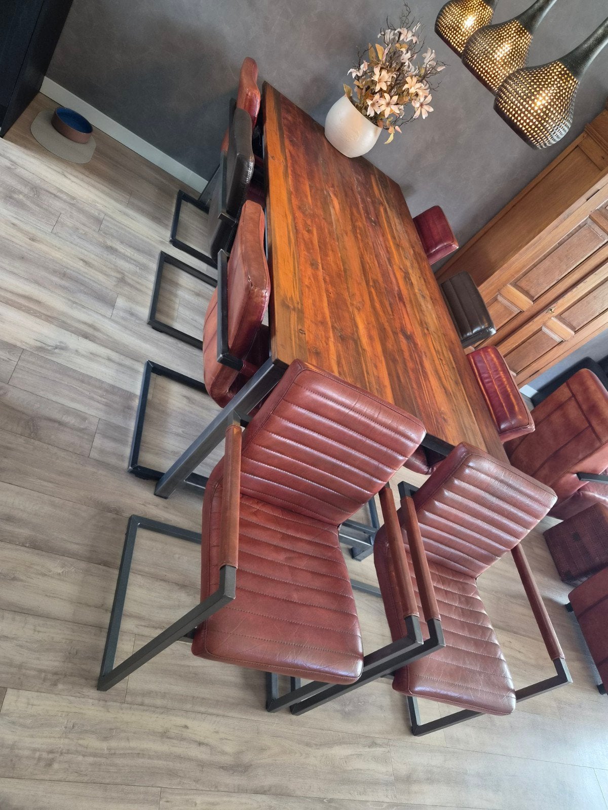 8 buffel leren eetkamer stoelen ..minimale afname 2 stoelen, Ophalen, Gebruikt, Overige kleuren, Industrieel stoer