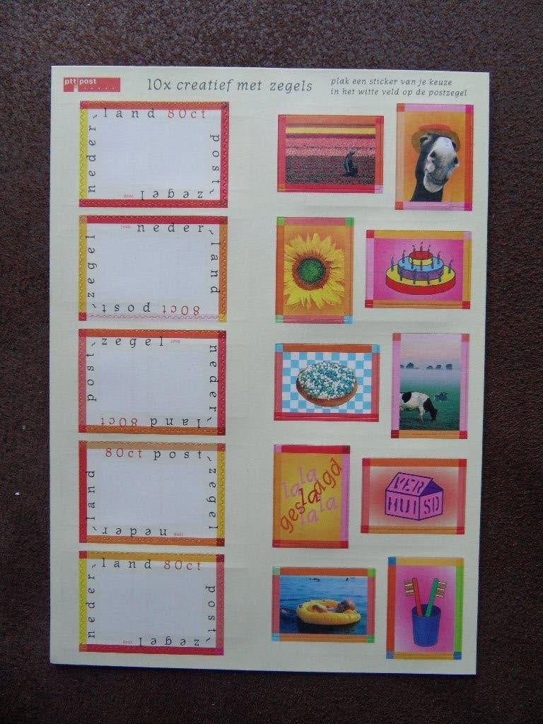 Postzegelvelletje 10 x creatief met zegels ., Postzegels en Munten, Postzegels | Nederland, Ophalen of Verzenden, Postfris