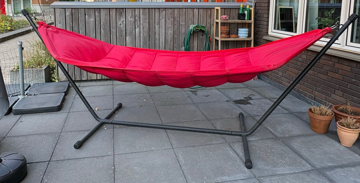Fatboy hangmat met beschermhoes, Tuin en Terras, Ophalen, Gebruikt, Met standaard, Eenpersoons
