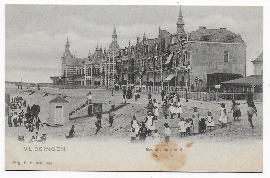 Vlissingen badhuis ongelopen oude ansichtkaart (b5525 ), Ophalen of Verzenden, 1980 tot heden, Ongelopen, Zeeland