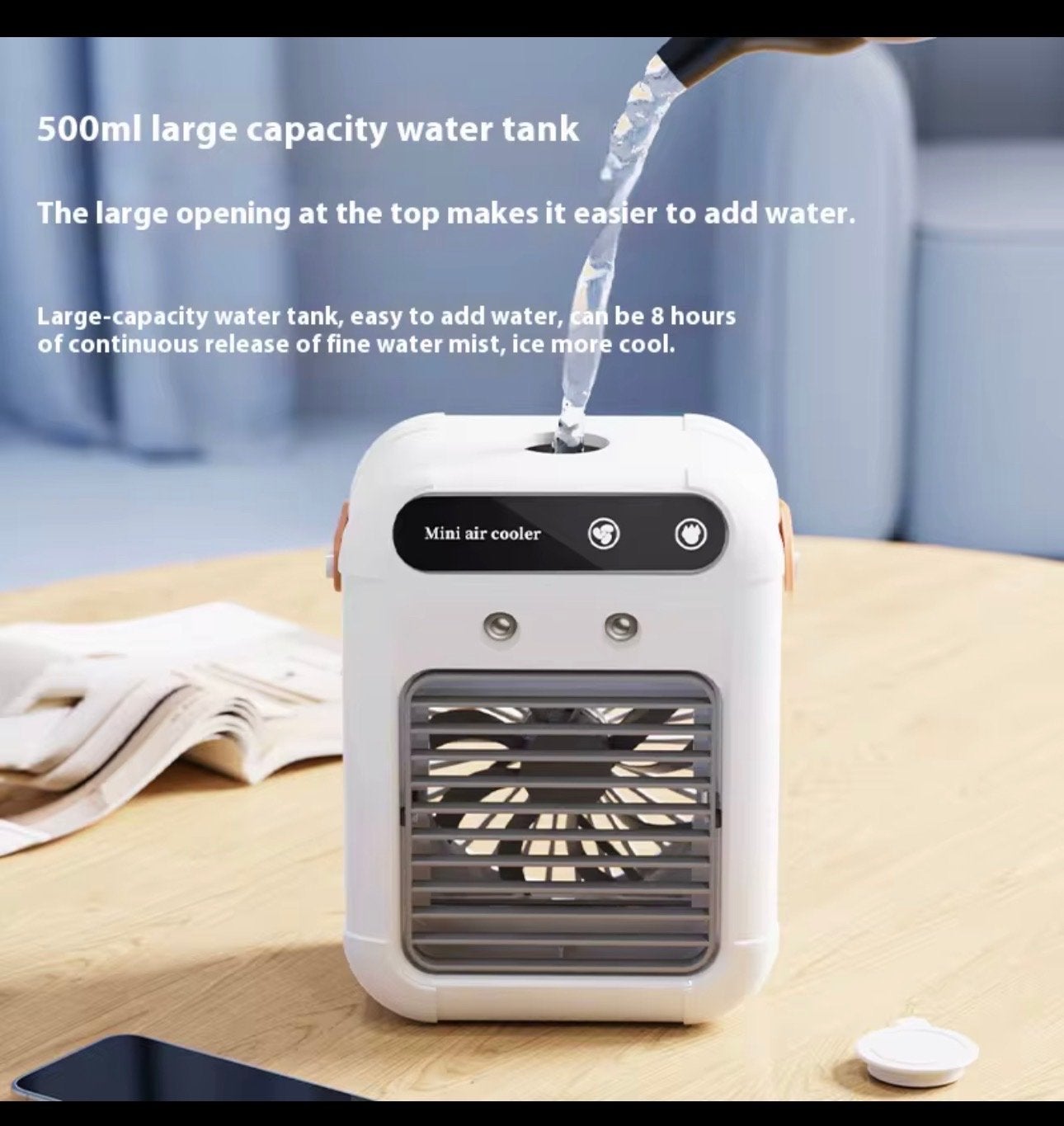 Mini Aircooler - Draagbare Luchtkoeler met Waterreservoir, Minder dan 60 m³, Timer, Nieuw, 3 snelheden of meer