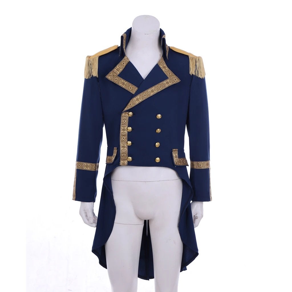 Blauwe heren 18e eeuwse jas (militaire officiers steampunk), Verzenden, Nieuw, Overige maten, Kleding