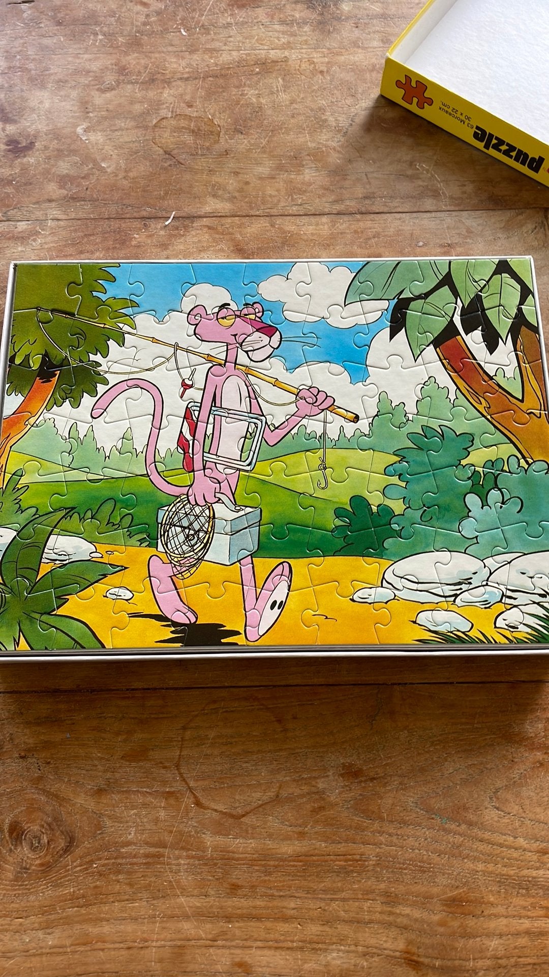 Vintage pink panther puzzel, compleet, Ophalen of Verzenden, Minder dan 500 stukjes, Zo goed als nieuw, Legpuzzel