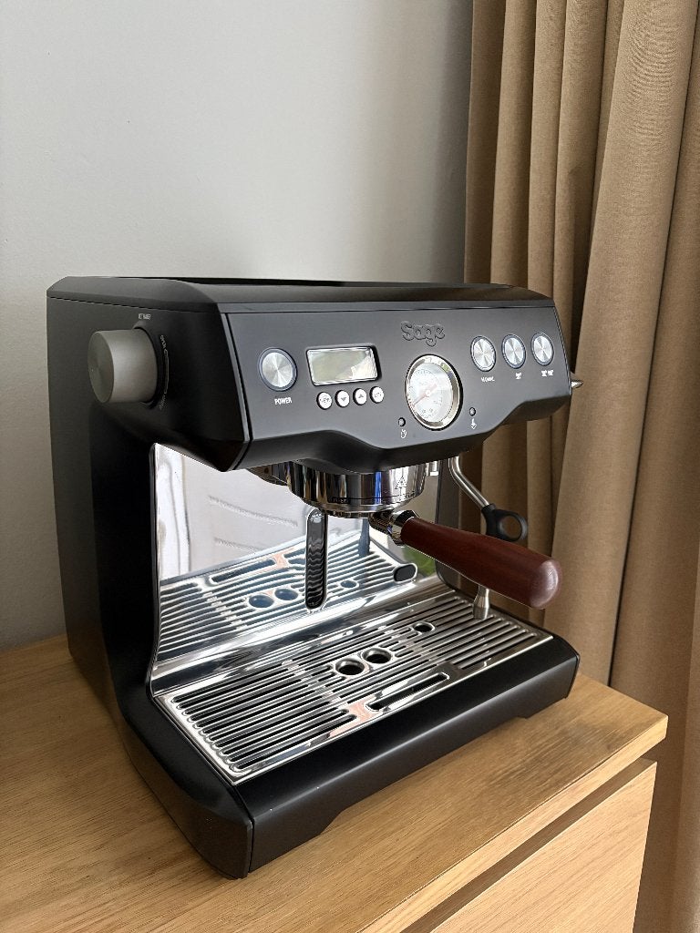 Sage Dual Boiler Espressomachine - Zwart / black truffle, Ophalen, Gebruikt, Espresso apparaat, Gemalen koffie