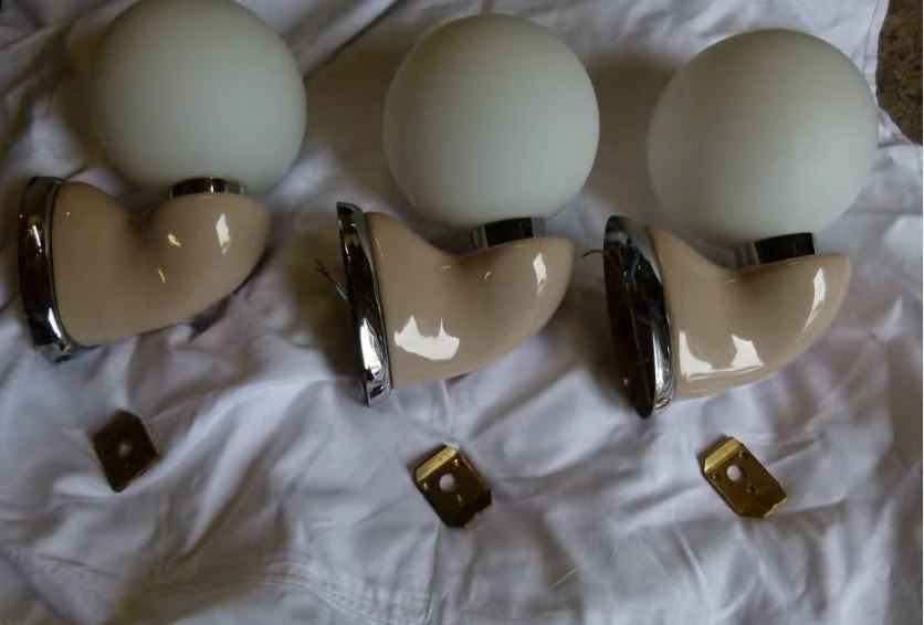 vintage set wandlampen Luigi Colani space age, E14 (klein), Zo goed als nieuw, Wandlamp, Ophalen