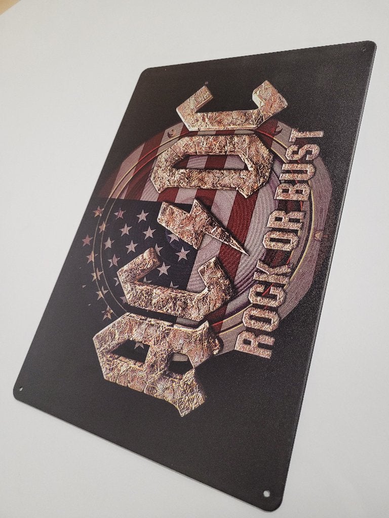 ACDC Rock or Bust reclamebord van metaal wandbord deco, Info@deconoord.nl, Deco Noord, Nieuw, Ophalen of Verzenden