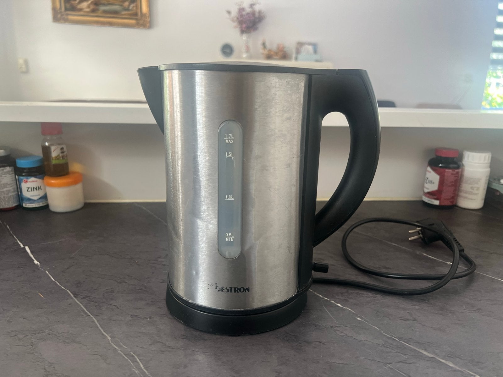 Lestron RVS Waterkoker - 1.7L, 1 tot 2 liter, Ophalen of Verzenden, Gebruikt, Rvs