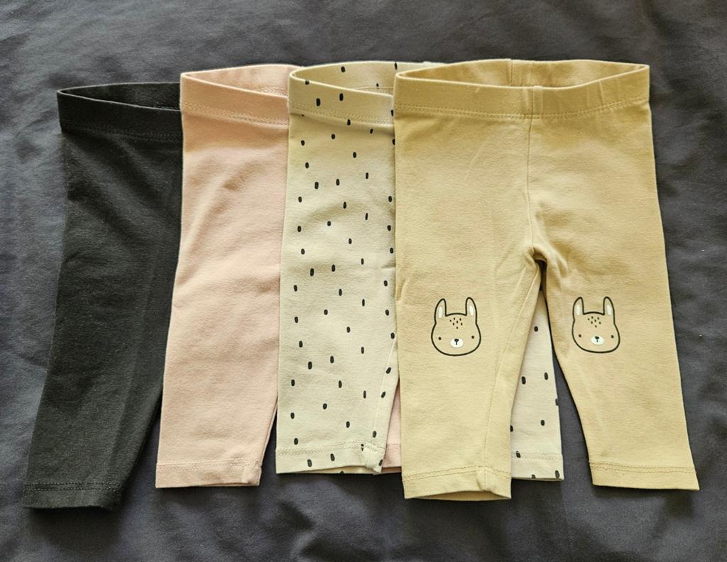 H&M set van 4 katoenen leggings, maat 56, Meisje, H&M, Ophalen of Verzenden, Zo goed als nieuw