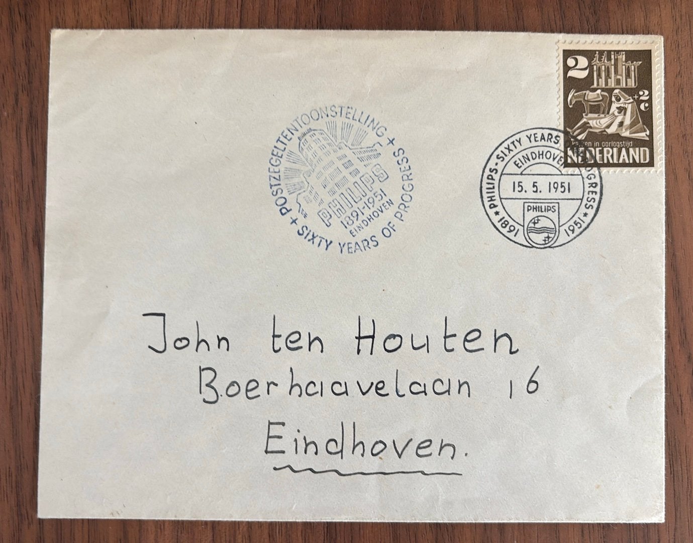 Lees Philips 60 years of Progress 15-5-1951, Postzegels en Munten, Verzenden, Nederland