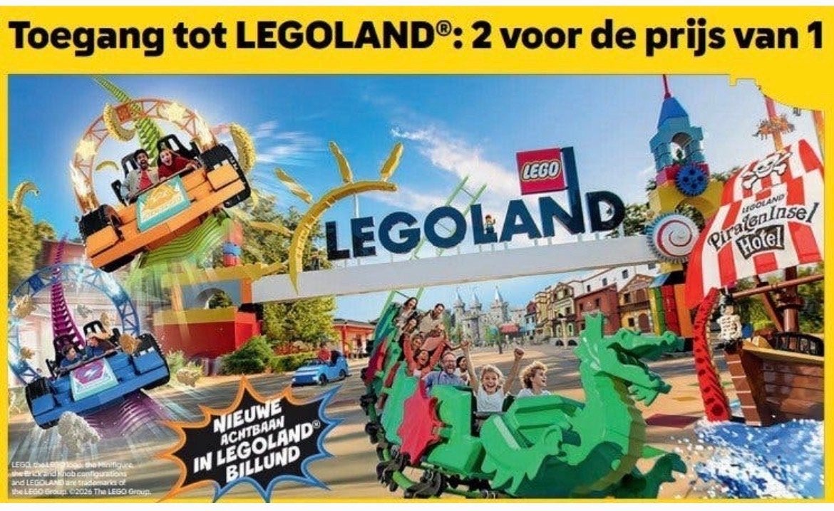 Legoland kortingskaart 2e gratis, Tickets en Kaartjes, Twee personen, Kortingskaart