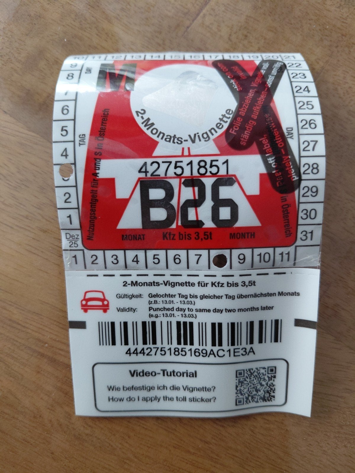 Vignet Oostenrijk tot 3 Oktober geldig., Tickets en Kaartjes, Eén persoon