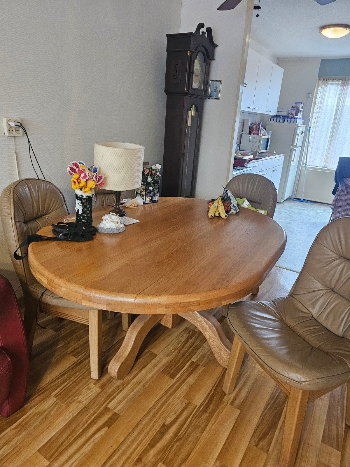 eiken eethoek met stoelen, Huis en Inrichting, Ophalen, Gebruikt, 4 tot 6 stoelen