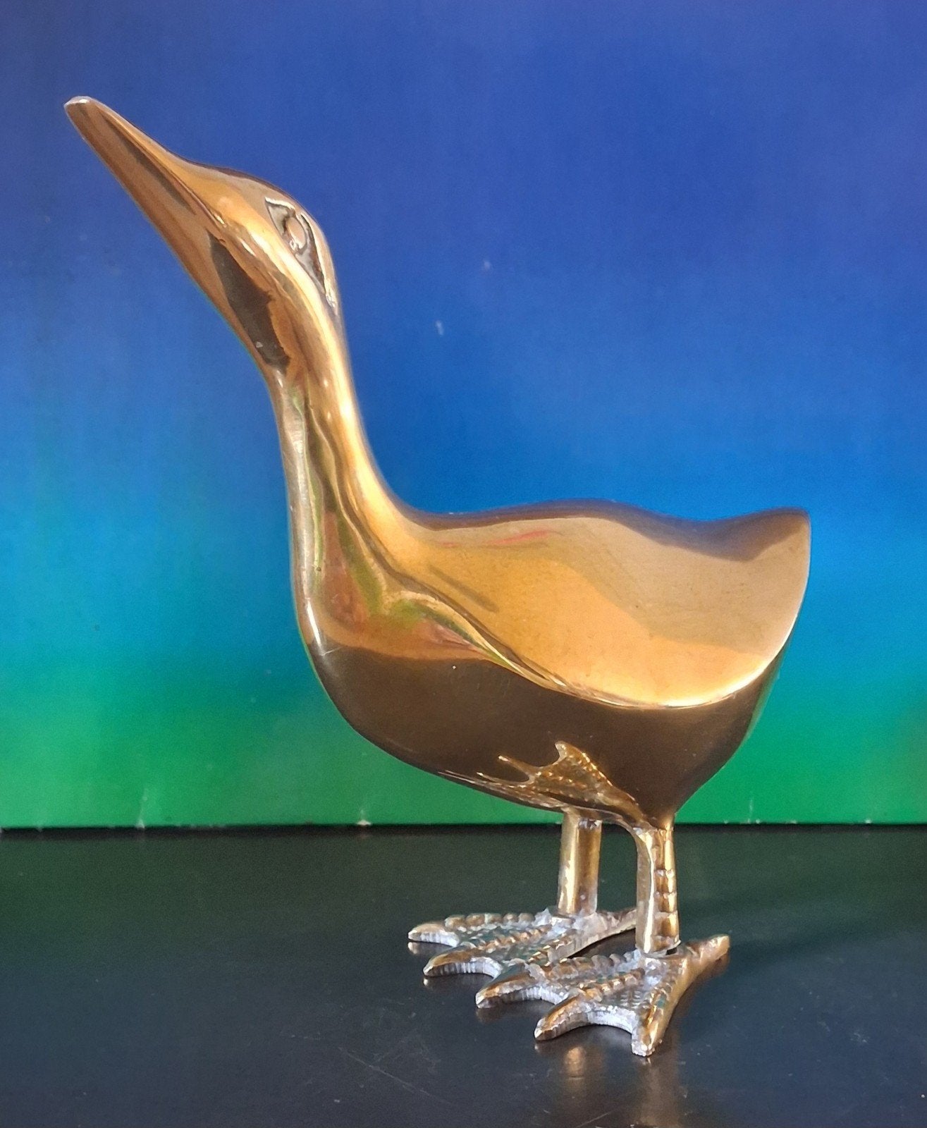 Waterhoen/meerkoet. Messing. Ca '70. 14.5 cm., Ophalen, Zo goed als nieuw, Vogel, Beeldje of Figuurtje