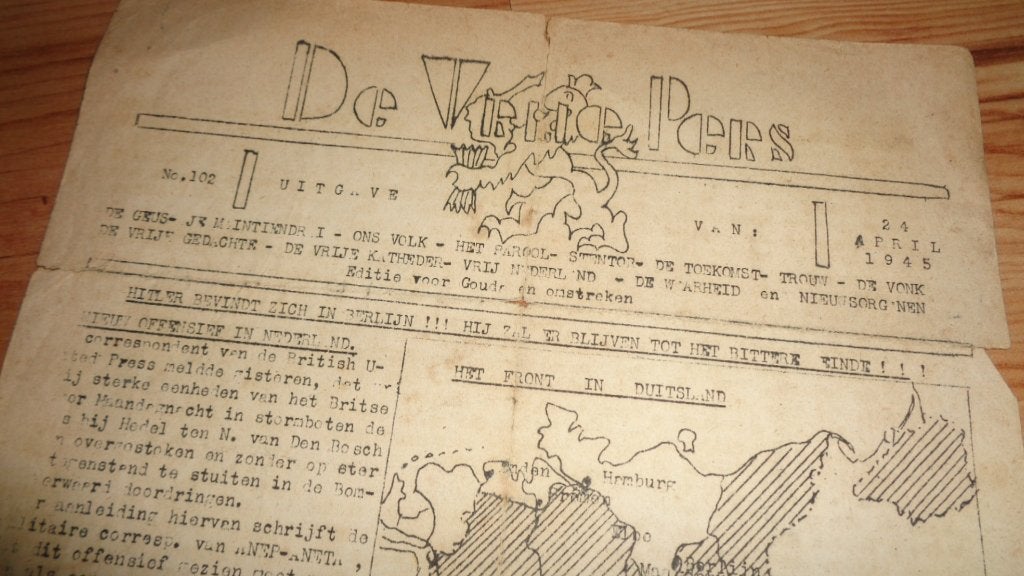 Gouda oorlog Verzet Vrij Pers April 1945 wo2, Verzenden, Overige soorten, Nederland, Overige typen