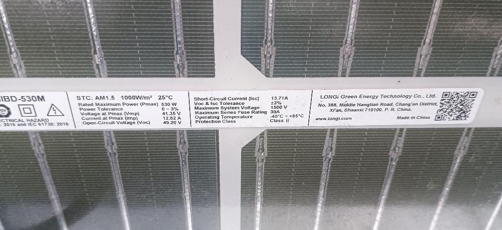 Twee Bifacial zonnepanelen 530 WP, Ophalen, Gebruikt