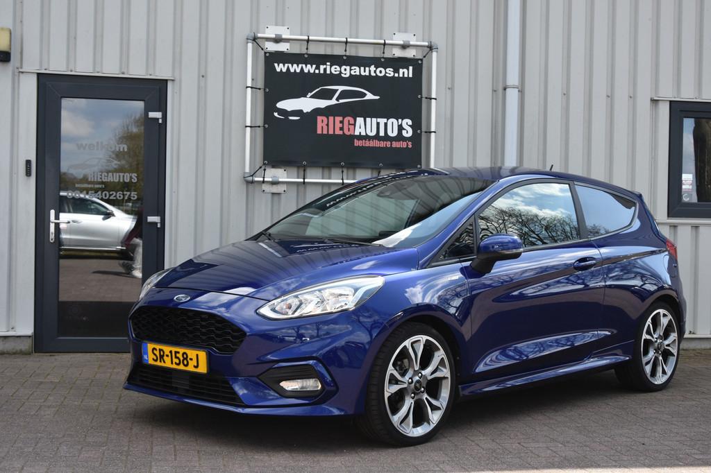 Ford Fiesta 1.0 126PK ST-Line. Clima, Cruise, Stoelverwarmin, Voorwielaandrijving, Euro 6, Blauw, 23 km/l