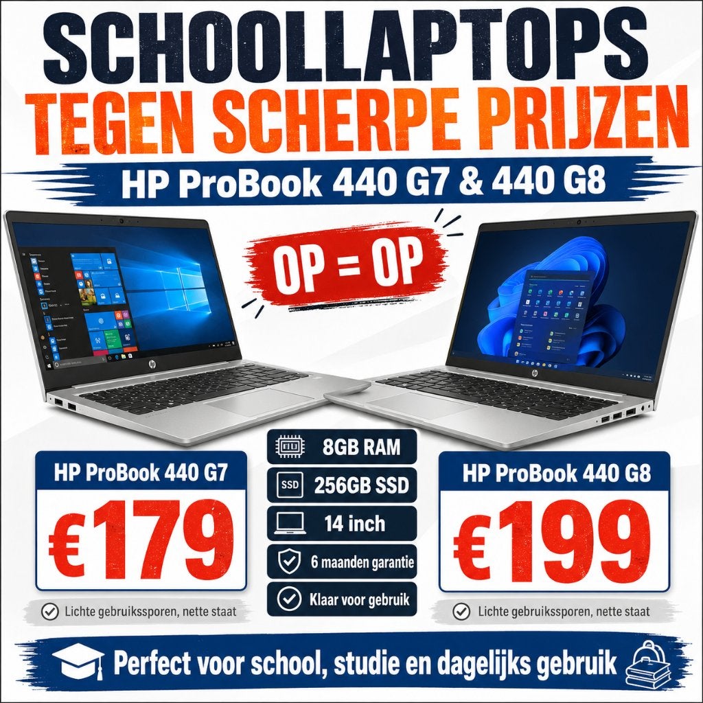 SCHOOLLAPTOPS VANAF €179 – HP PROBOOK – 8GB RAM – 256GB SSD, Computers en Software, Windows Laptops, 2 tot 3 Ghz, 8 GB, 14 inch