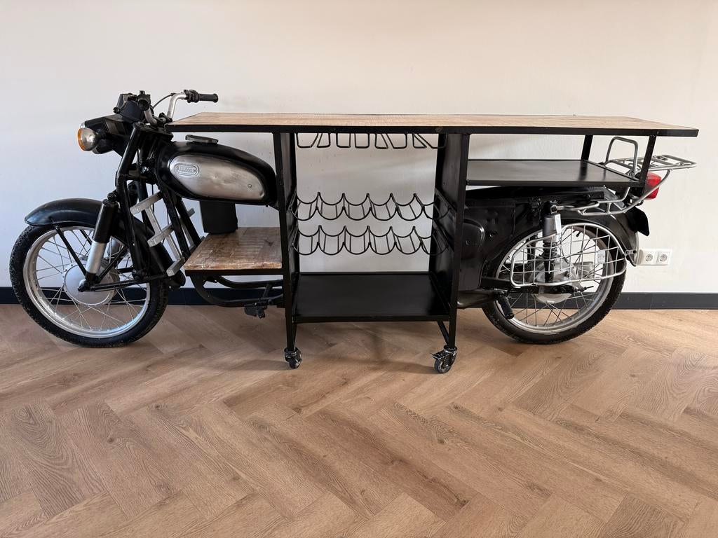 Unieke Industriële Motor Bar – Wijnrek & Tafel – Eyecatcher!, Ophalen, Metaal, Industrieel, Gebruikt