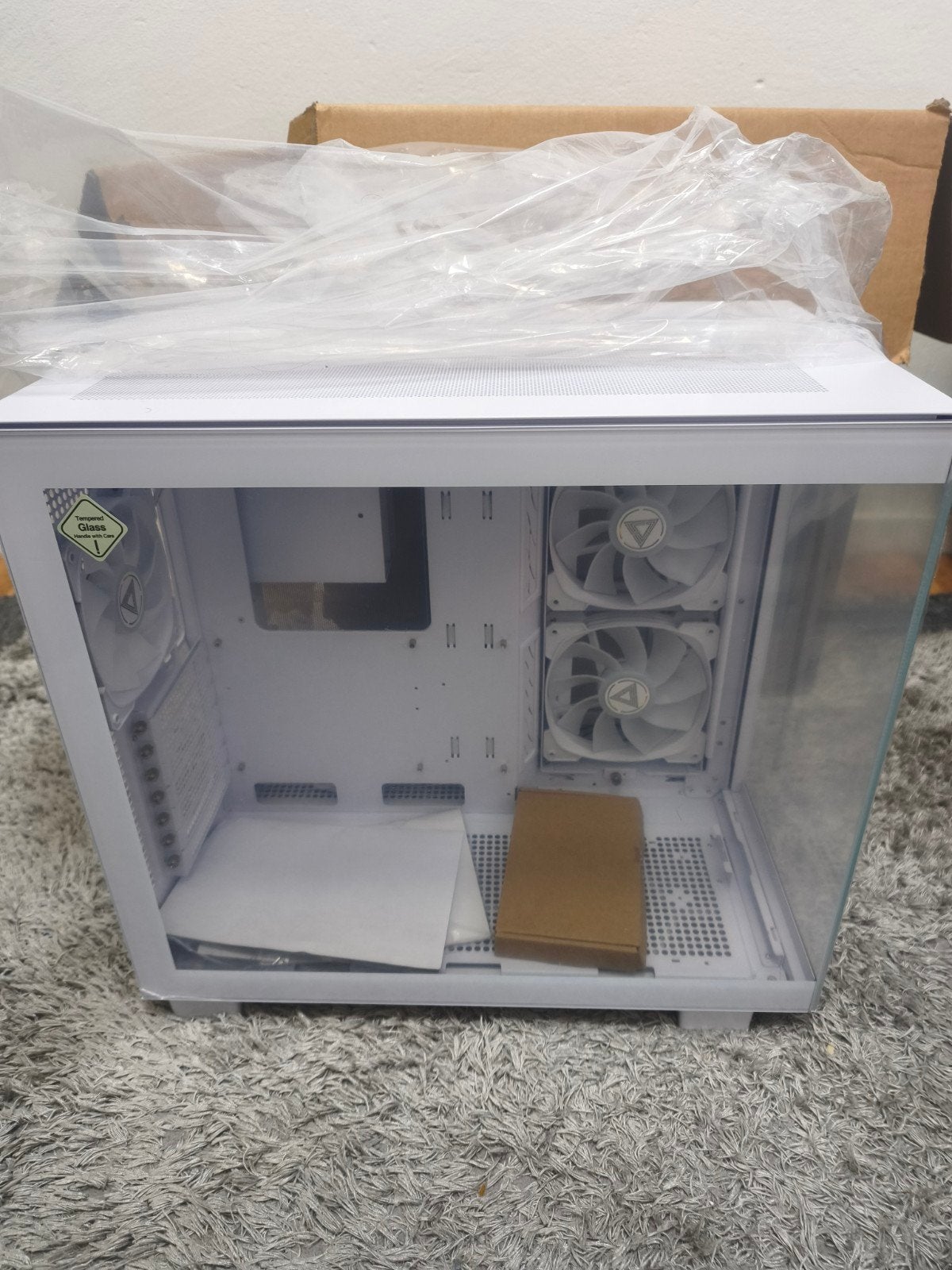 Witte PC Behuizing met Glazen Zijpaneel en Fans, Computers en Software, Ophalen of Verzenden, Nieuw