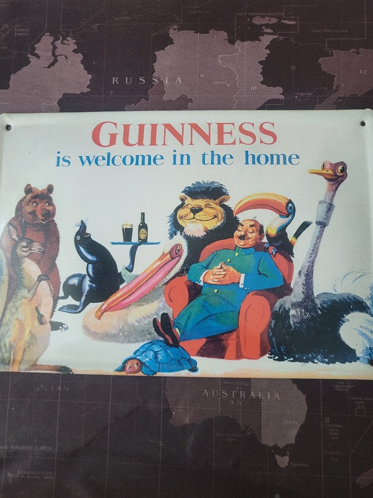 GUINNESS BEER-352- RUST NA EEN DRUKKE DAG., Ophalen, Nieuw, Reclamebord, Plaat of Schild, Overige merken