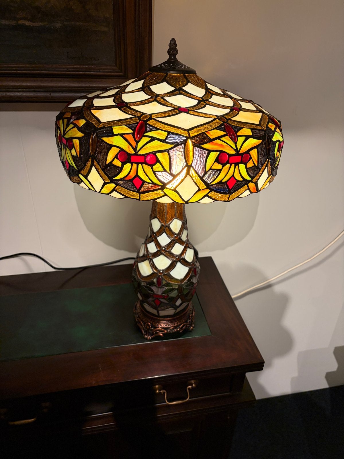 2 Tiffany Paddestoel Lampen voor Engelse Inrichting/Kantoor, Ophalen of Verzenden