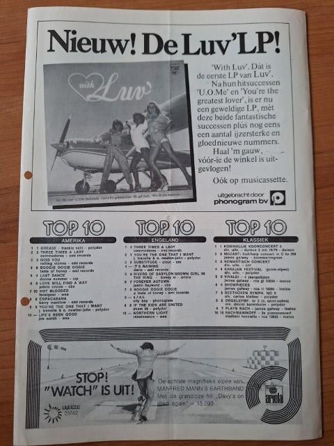 Veronica Top 40 1978 LUV advertentie, Verzamelen, Verzenden, Gebruikt, Boek, Tijdschrift of Artikel