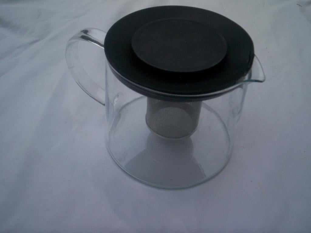 THEEKAN voor verse thee hardglas 1,8 L. met zeef rond&<4kant, Ophalen of Verzenden, Gebruikt