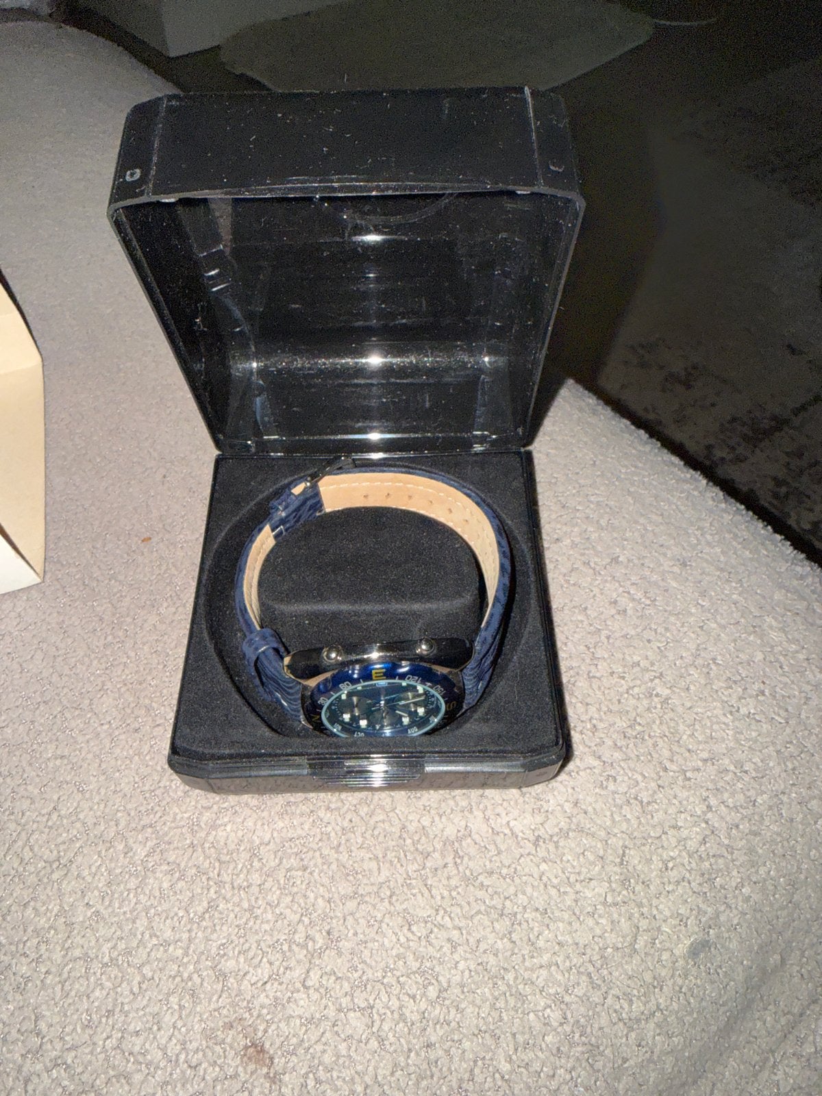 Citizen Alarm Chronograph "Blue Sunburst" (Cal. 6870), Leer, Staal, Ophalen of Verzenden, Zo goed als nieuw