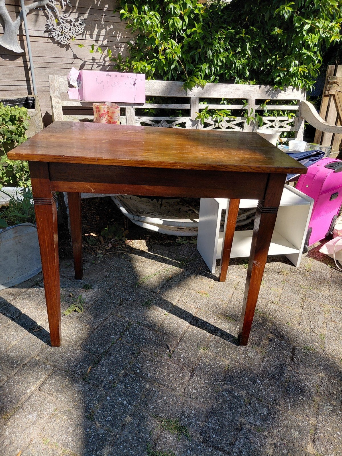 Vintage houten bijzettafel, Antiek en Kunst, Antiek | Meubels | Tafels, Ophalen of Verzenden