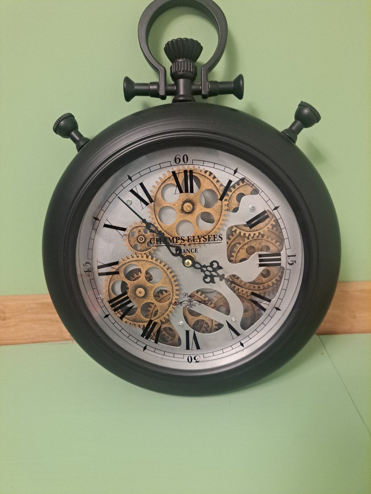 Grote wandklok in zakhorloge-stijl met zichtbaar uurwerk, Antiek en Kunst, Antiek | Klokken, Ophalen