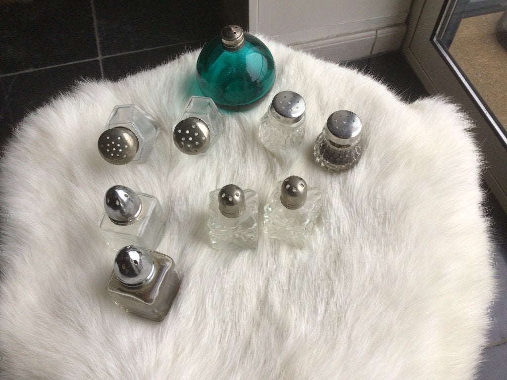 Bijzondere aparte zout en peper stelletjes van glas., Overige typen, Ophalen of Verzenden, Zo goed als nieuw, Glas