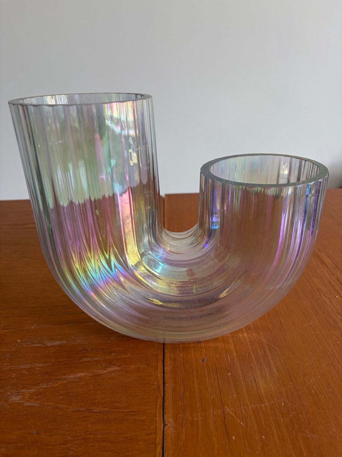 IKEA Glazen Parelmoerkleurige Vaas -, Overige kleuren, Ophalen of Verzenden, Minder dan 50 cm, Glas