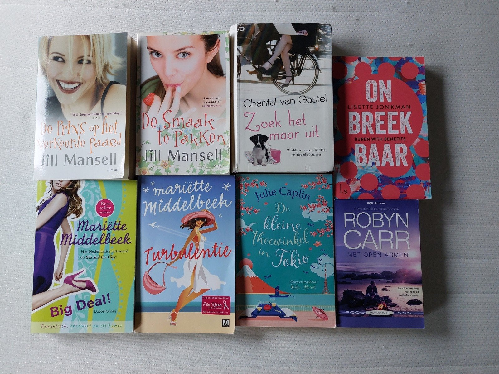 Boekenpakket: 8 romans van Jill Mansell, Julie Caplin e.a., Ophalen of Verzenden, Gelezen, Mansell, Caplin, Carr, van Gastel, Middelbeek