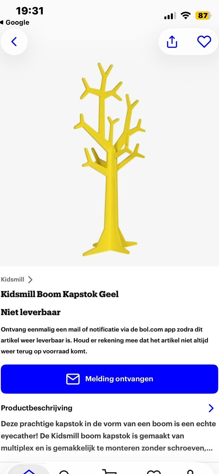 Kapstok, Huis en Inrichting, Woonaccessoires | Kapstokken, Ophalen, 100 tot 150 cm, Zo goed als nieuw, Staande kapstok