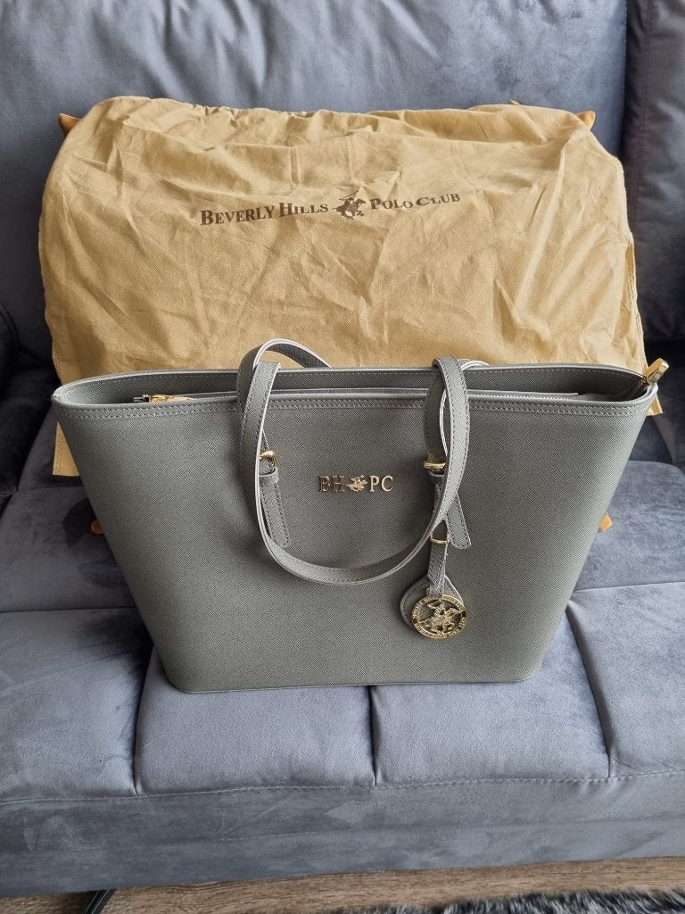 Tote bag Beverly Hills Polp Club Saffiano Leather Taupe Grey, Ophalen of Verzenden, Nieuw, Grijs, Shopper