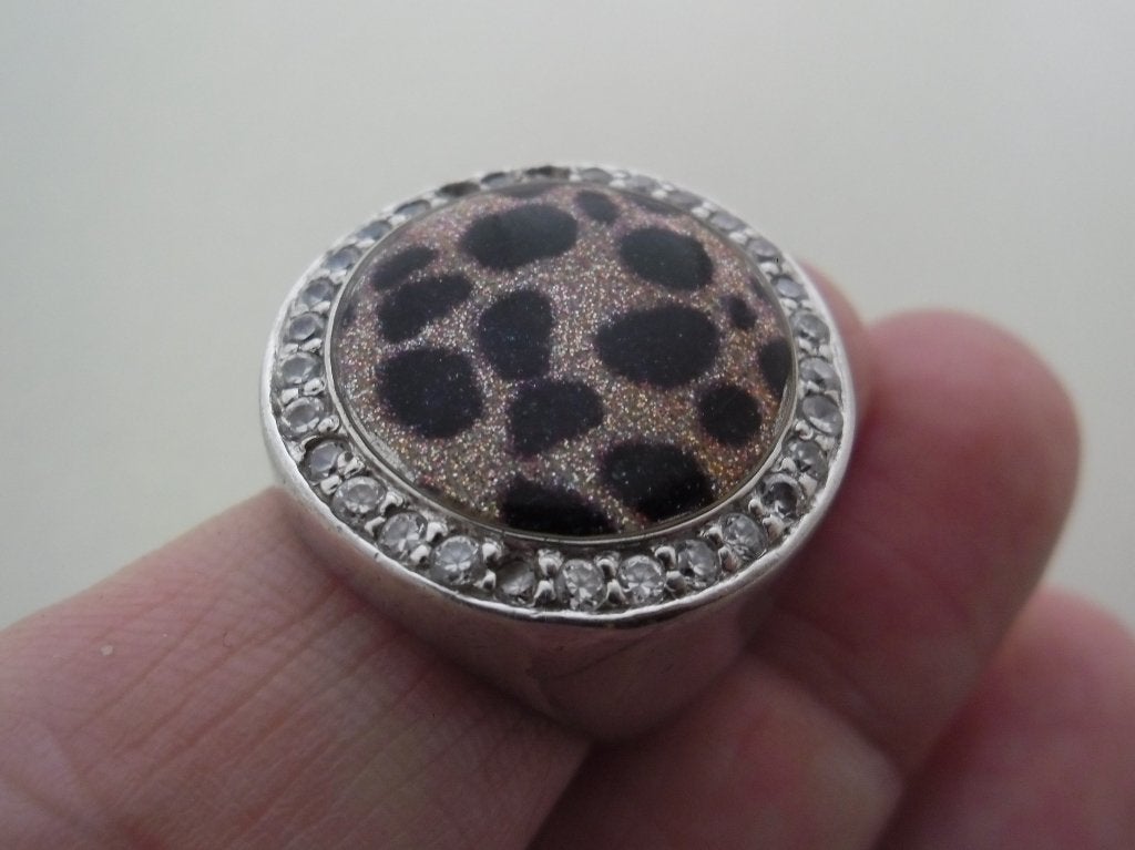 zilveren ring met dieren print en steentjes [158], Verzenden, Dame, Zilver, Zilver