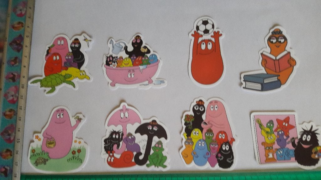 8 pvc auto laptop kliko koelkast stickers  Barbapapa set 2, Verzenden