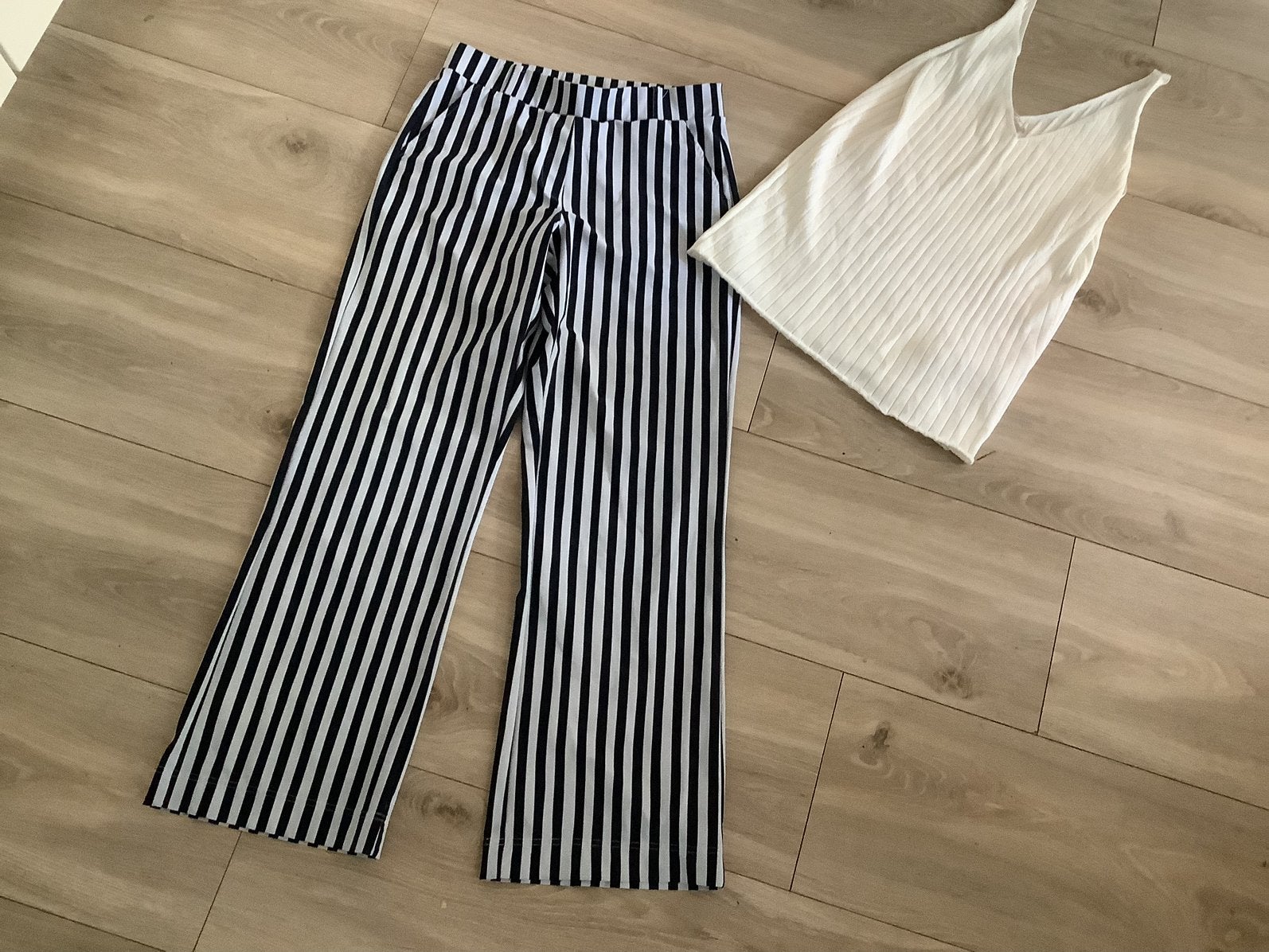 Studio Anneloes travelstof broek S met gratis top, Kleding | Dames, Blauw, Ophalen of Verzenden, Zo goed als nieuw, Maat 36 (S)