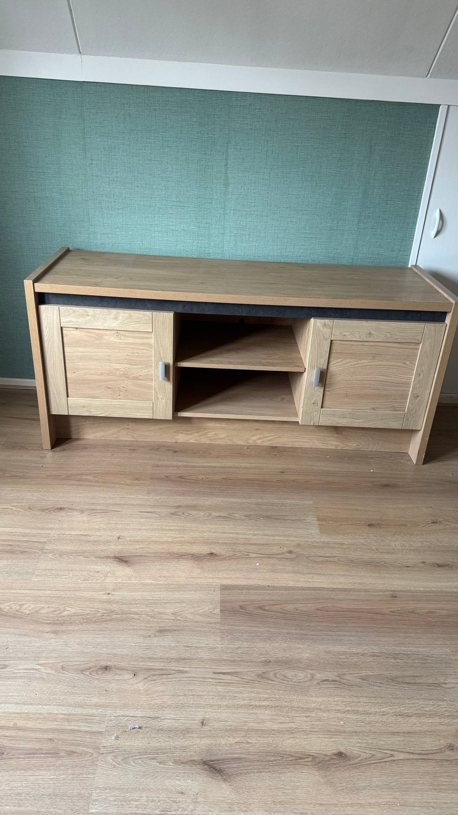 Mooi eikenkleurig tv-meubel - Gratis af te halen, Ophalen, 100 tot 150 cm, Minder dan 100 cm, 25 tot 50 cm