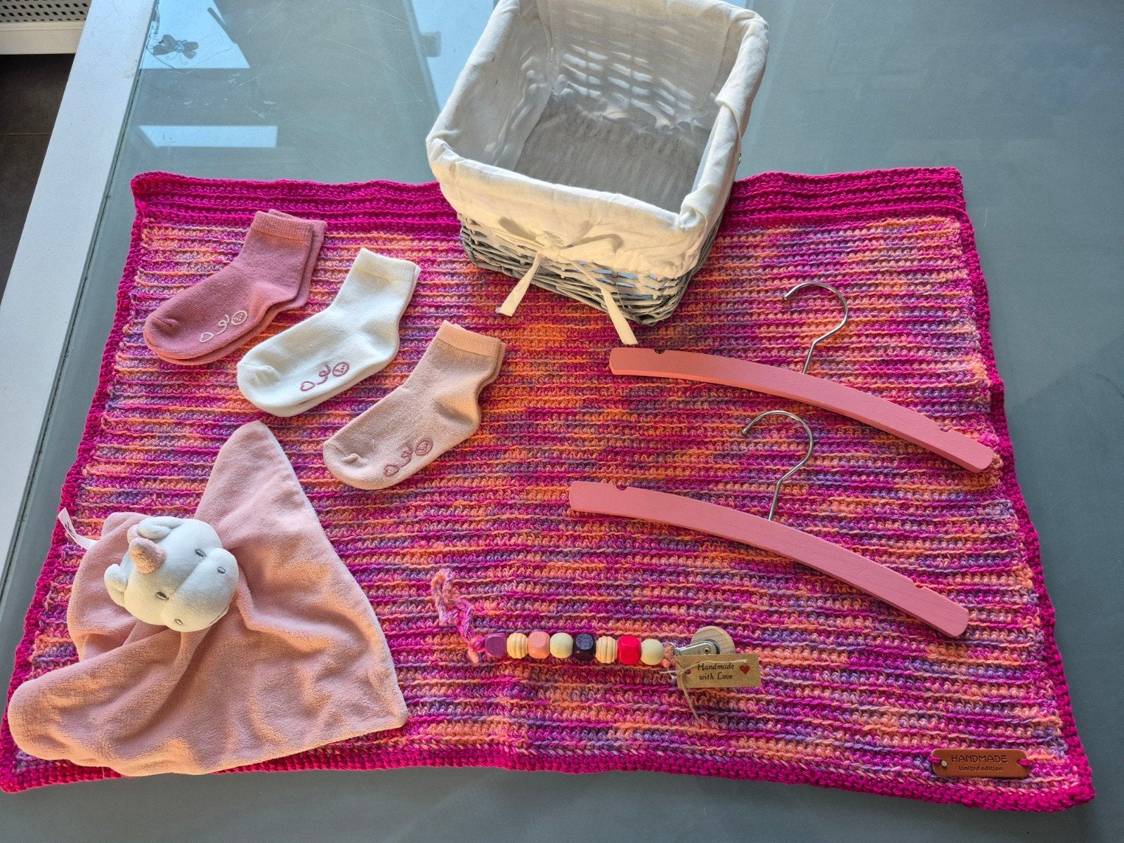Handgehaakte babydekentje set roze gemêleerd, Ophalen of Verzenden, Nieuw, Deken