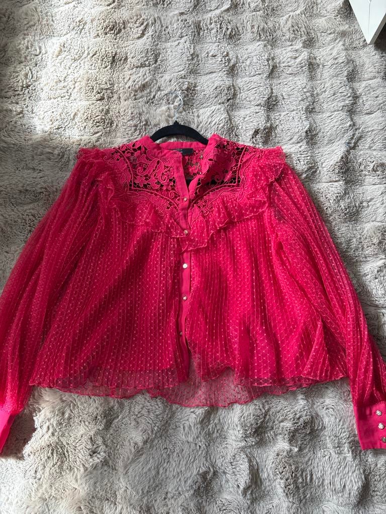 Nikkie x Kate Moss blouse roze met kant, Kleding | Dames, Blouses en Tunieken, Zo goed als nieuw, Maat 38/40 (M), Roze, Ophalen of Verzenden