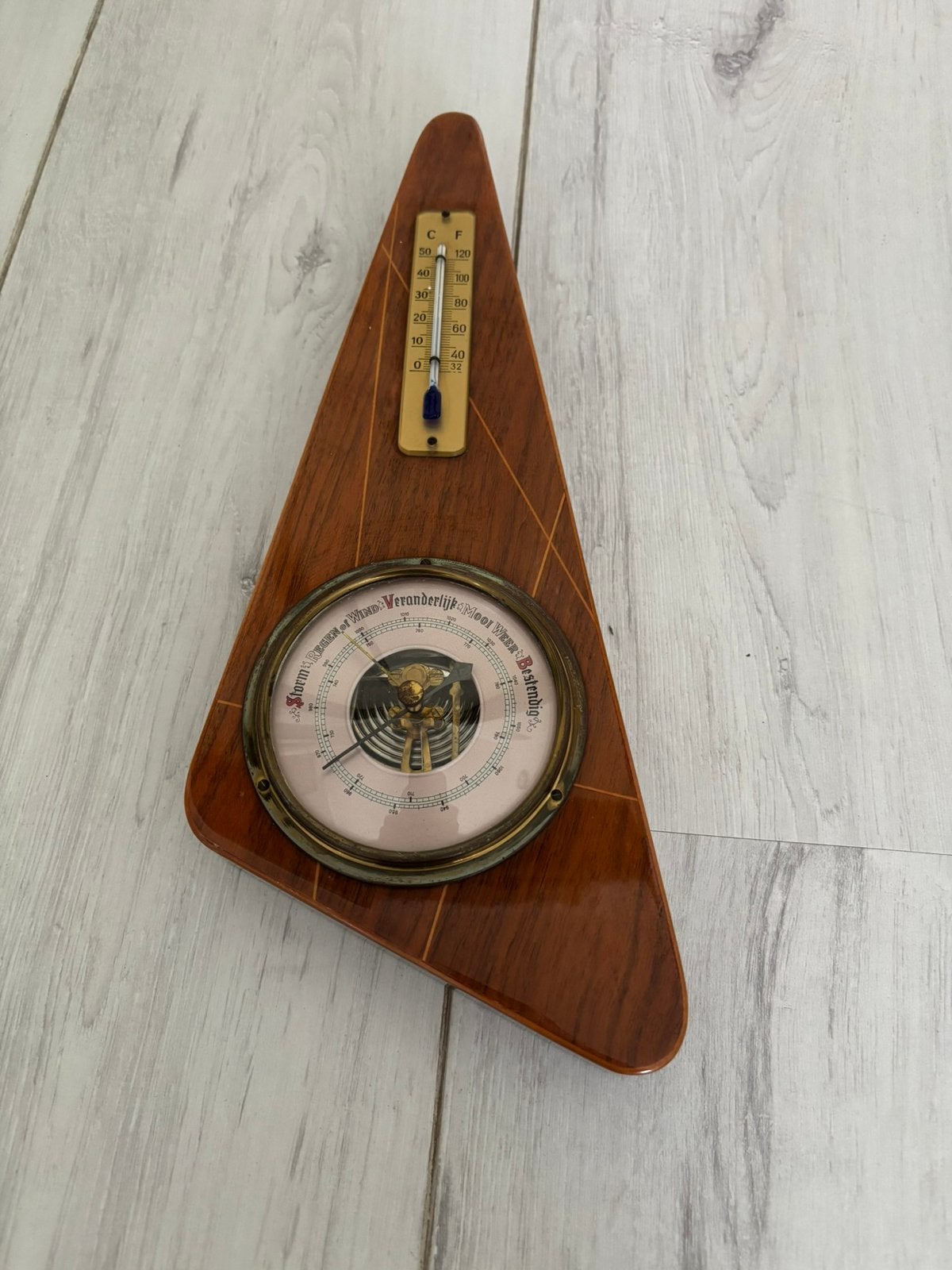 Vintage Atomic Barometer & Thermometer (jaren ‘50/‘60), Ophalen of Verzenden, Zo goed als nieuw